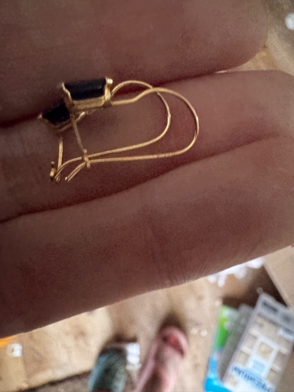 Solid 14k yellow gold genuine royal sapphire earrings - Picture 9 of 9